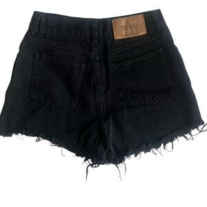 Moussy Black Frayed Hem Distressed 100% Cotton High Waist Denim Shorts sz 2